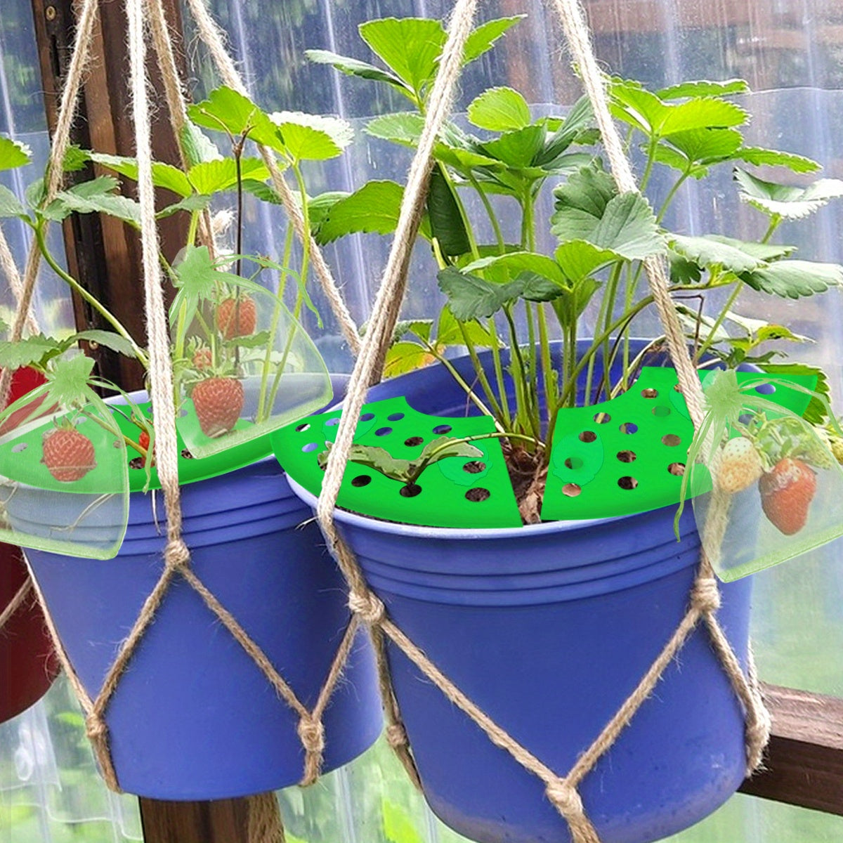 Strawberry Planting Kit, Includes 8 Strawberry Support Racks And 20 Green Mesh Fruit Bags With 2 Sturdy Leg Frames